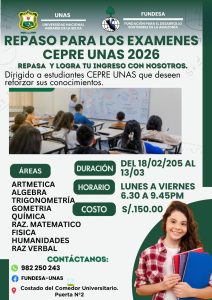 FUNDESA LANZA REPASO INTENSIVO PARA EL CEPRE UNAS 2026.
La Fundación para el Des…